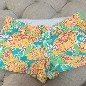 Lilly Pulitzer Turquoise Yellow Pink Paisley Floral Shorts